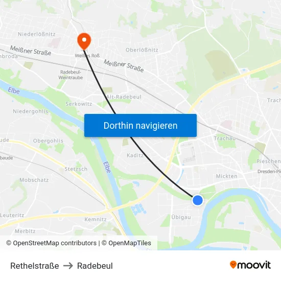 Rethelstraße to Radebeul map