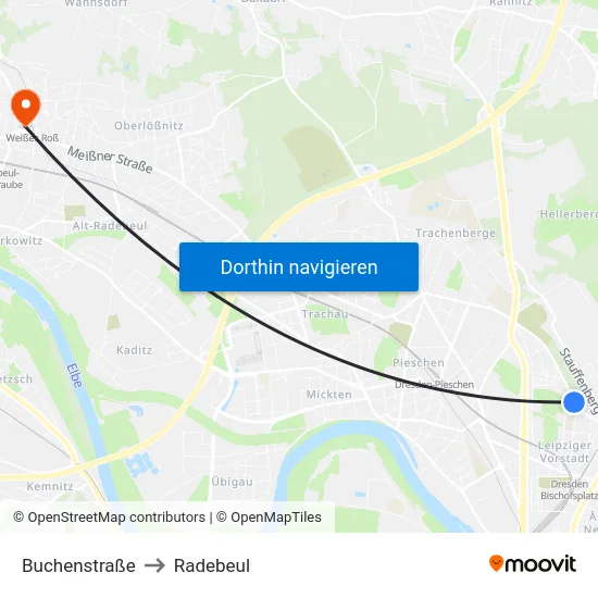 Buchenstraße to Radebeul map