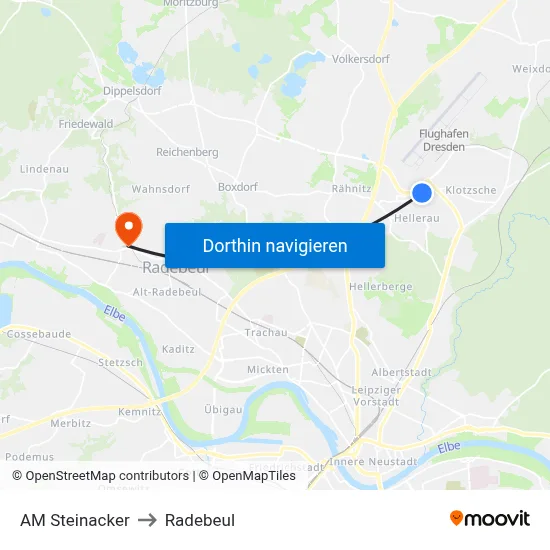 AM Steinacker to Radebeul map
