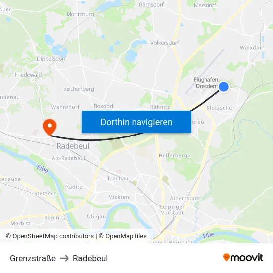 Grenzstraße to Radebeul map