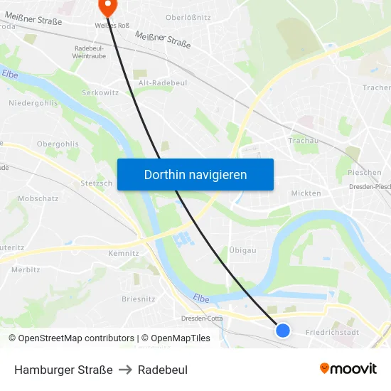 Hamburger Straße to Radebeul map