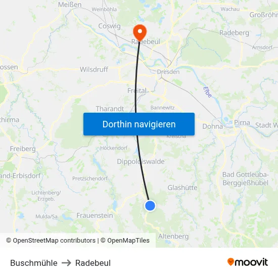 Buschmühle to Radebeul map