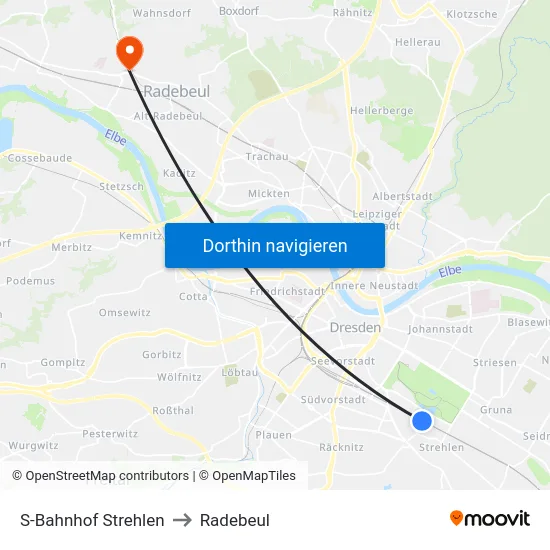 S-Bahnhof Strehlen to Radebeul map