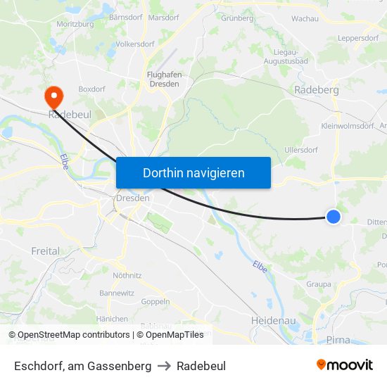 Eschdorf, am Gassenberg to Radebeul map