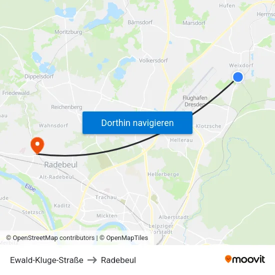 Ewald-Kluge-Straße to Radebeul map