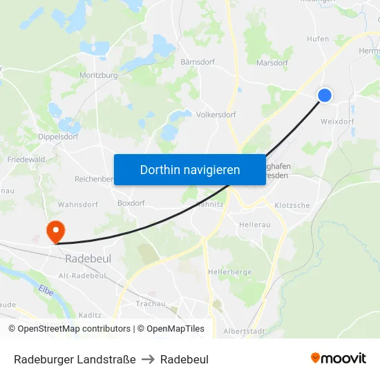 Radeburger Landstraße to Radebeul map