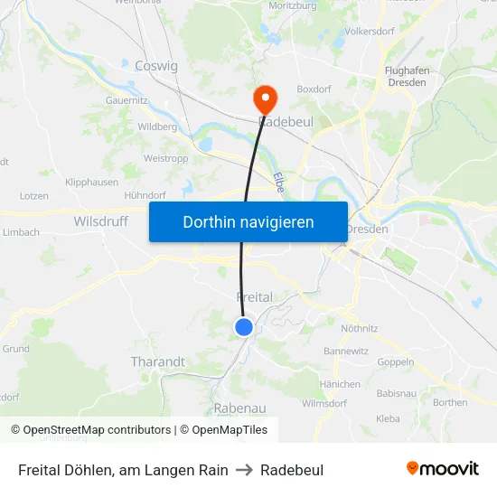Freital Döhlen, am Langen Rain to Radebeul map