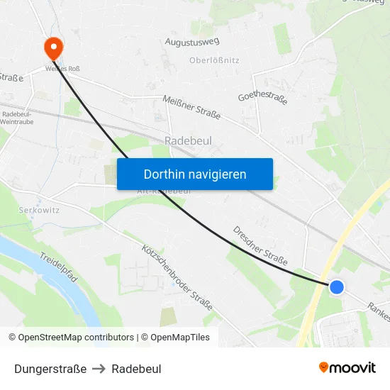 Dungerstraße to Radebeul map