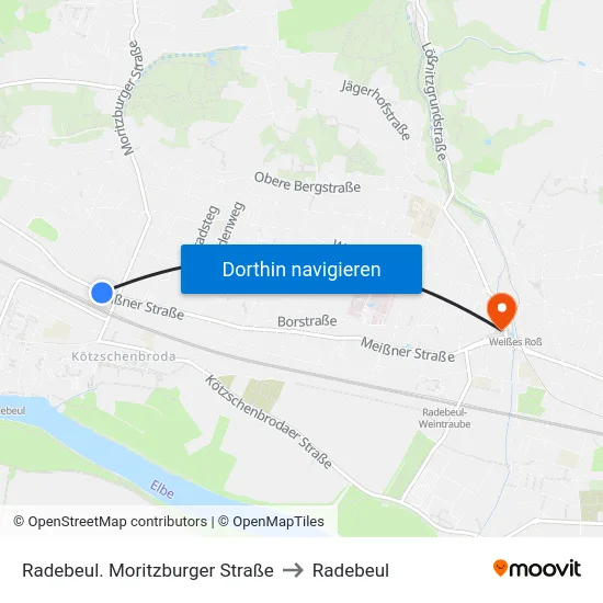 Radebeul. Moritzburger Straße to Radebeul map