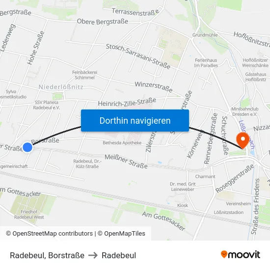 Radebeul, Borstraße to Radebeul map