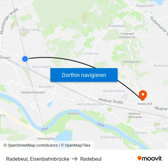 Radebeul, Eisenbahnbrücke to Radebeul map