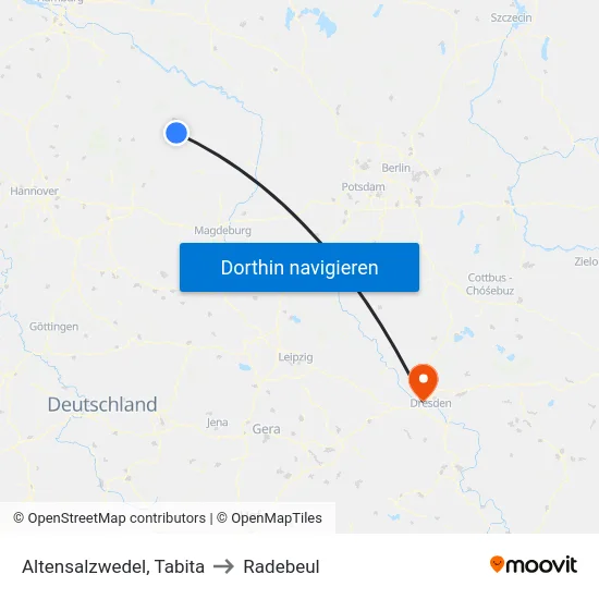 Altensalzwedel, Tabita to Radebeul map