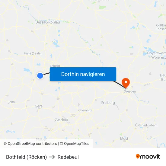 Bothfeld (Röcken) to Radebeul map