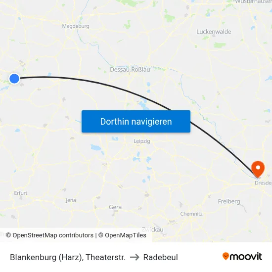 Blankenburg (Harz), Theaterstr. to Radebeul map