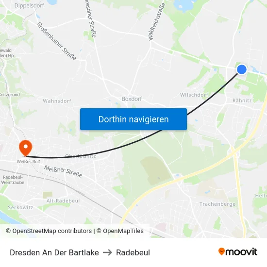 Dresden An Der Bartlake to Radebeul map