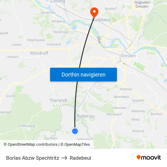 Borlas Abzw Spechtritz to Radebeul map