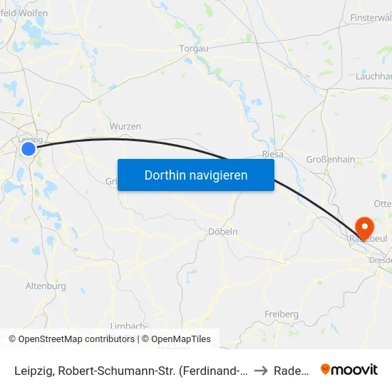 Leipzig, Robert-Schumann-Str. (Ferdinand-Rhode-Str.) to Radebeul map