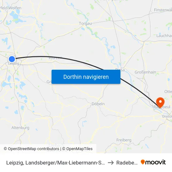 Leipzig, Landsberger/Max-Liebermann-Str. to Radebeul map