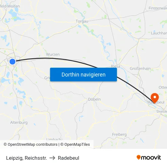 Leipzig, Reichsstr. to Radebeul map