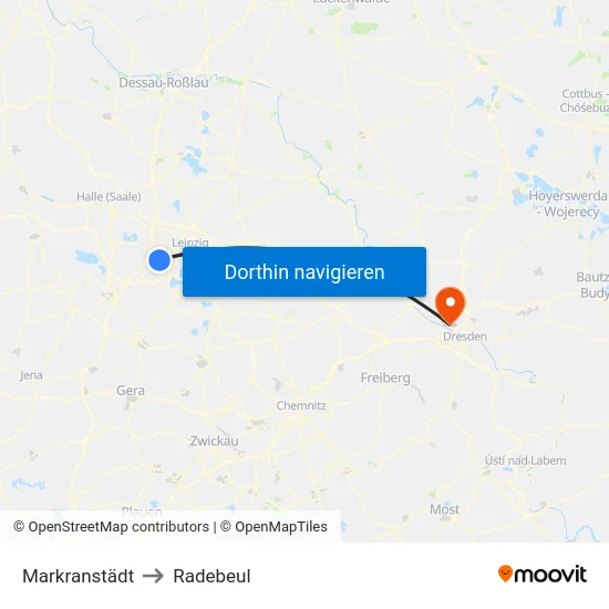 Markranstädt to Radebeul map