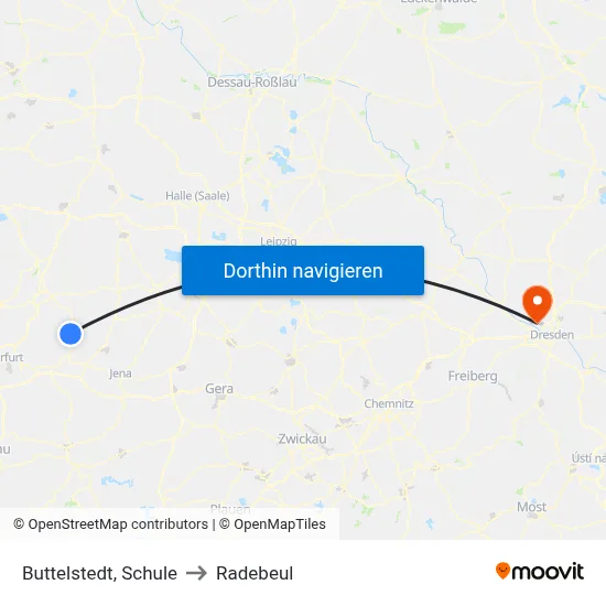 Buttelstedt, Schule to Radebeul map