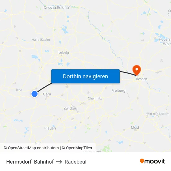 Hermsdorf, Bahnhof to Radebeul map