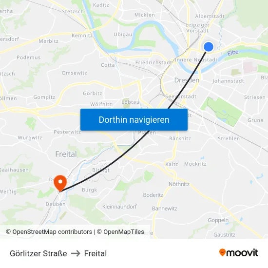 Görlitzer Straße to Freital map