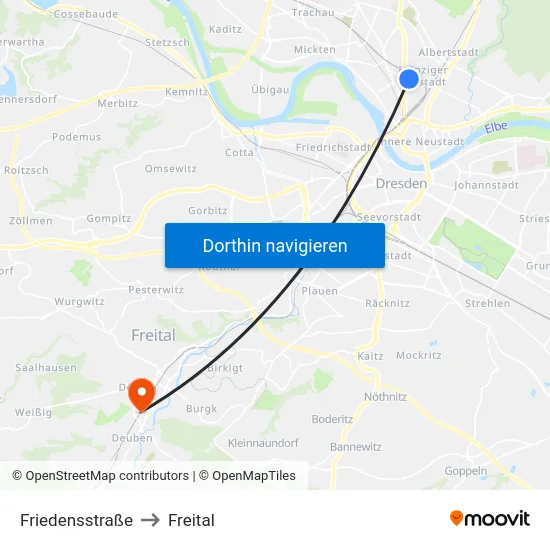 Friedensstraße to Freital map