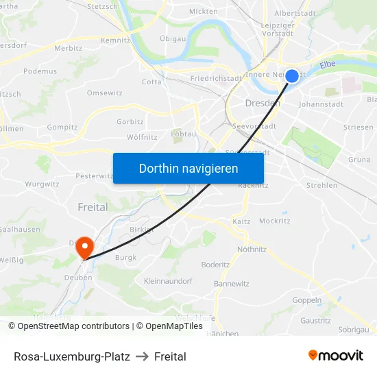 Rosa-Luxemburg-Platz to Freital map