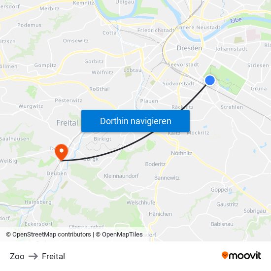 Zoo to Freital map