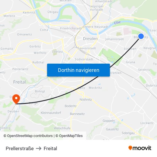 Prellerstraße to Freital map