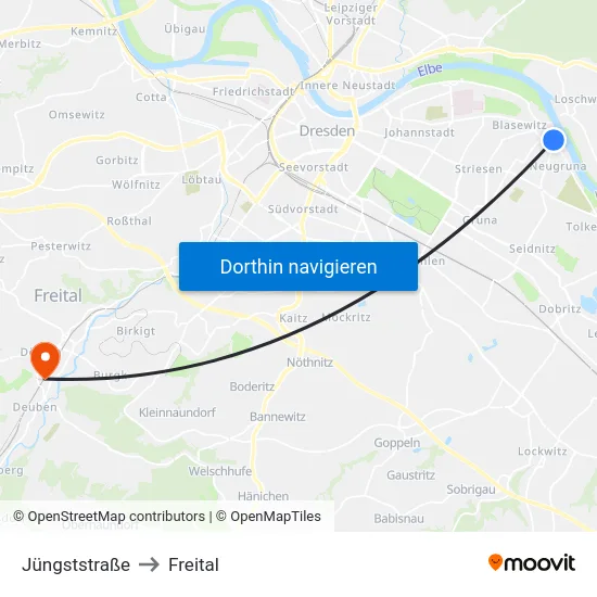 Jüngststraße to Freital map