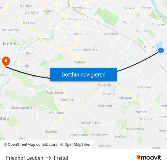 Friedhof Leuben to Freital map