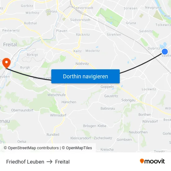 Friedhof Leuben to Freital map