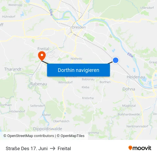 Straße Des 17. Juni to Freital map