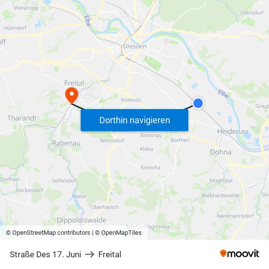 Straße Des 17. Juni to Freital map