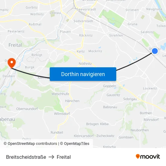 Breitscheidstraße to Freital map