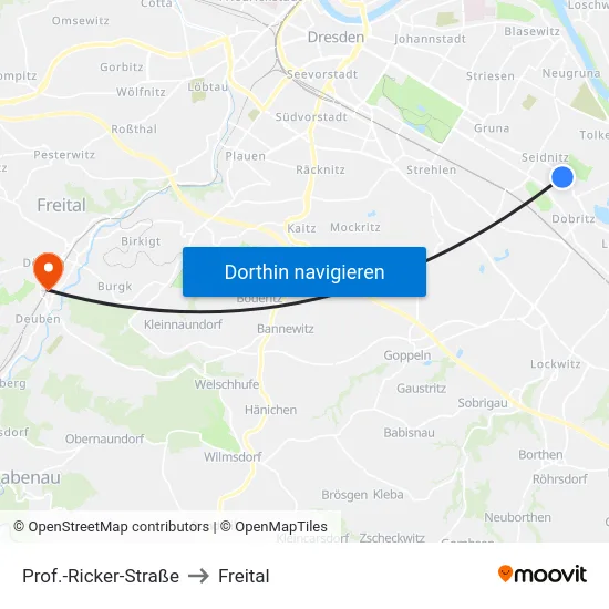 Prof.-Ricker-Straße to Freital map