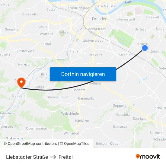 Liebstädter Straße to Freital map