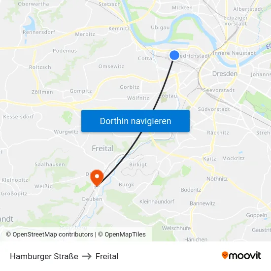 Hamburger Straße to Freital map