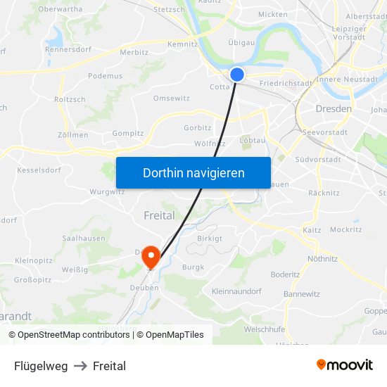 Flügelweg to Freital map