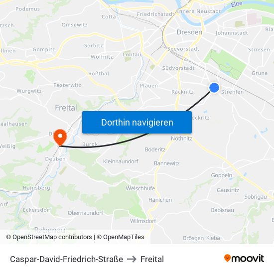 Caspar-David-Friedrich-Straße to Freital map