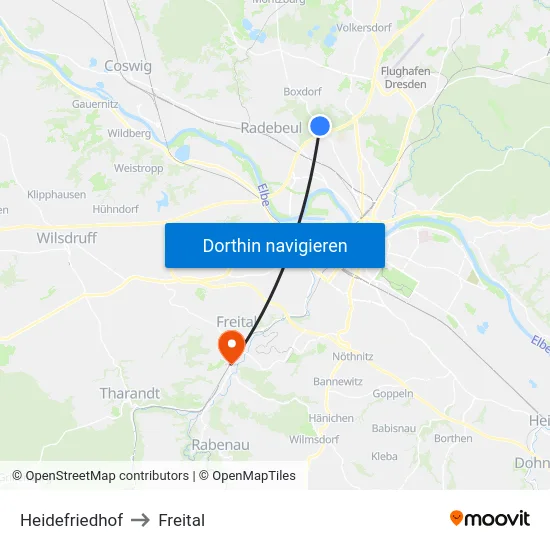 Heidefriedhof to Freital map