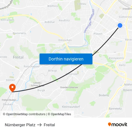 Nürnberger Platz to Freital map