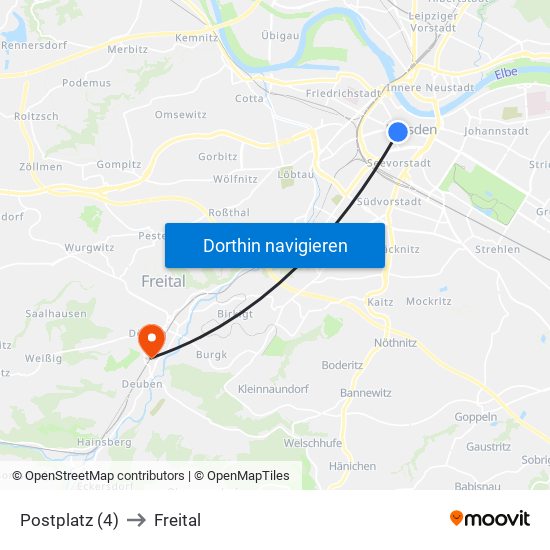 Postplatz (4) to Freital map