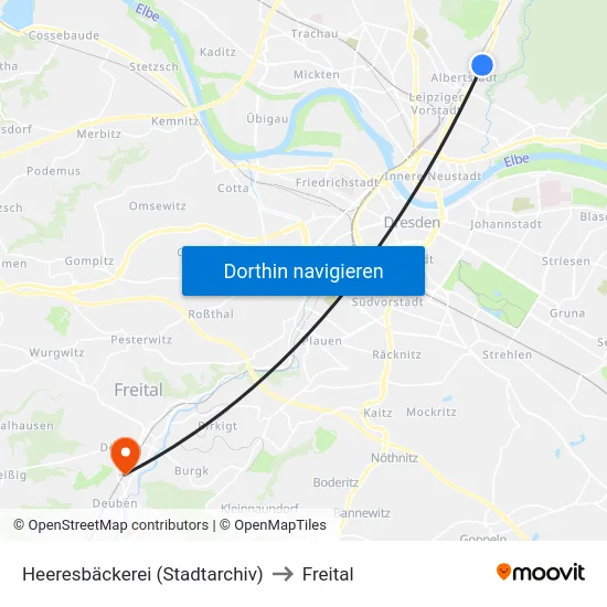 Heeresbäckerei (Stadtarchiv) to Freital map