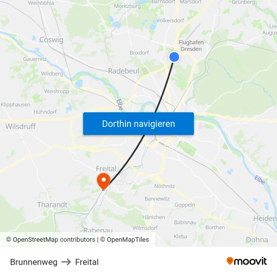 Brunnenweg to Freital map
