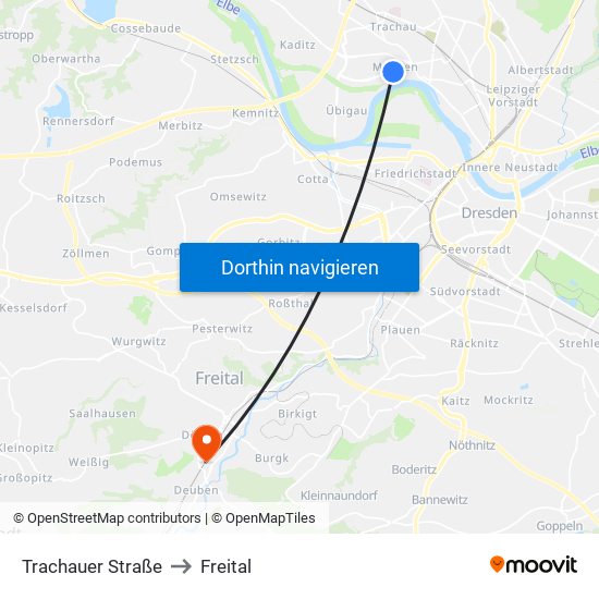 Trachauer Straße to Freital map