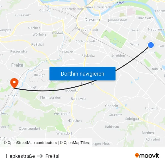 Hepkestraße to Freital map