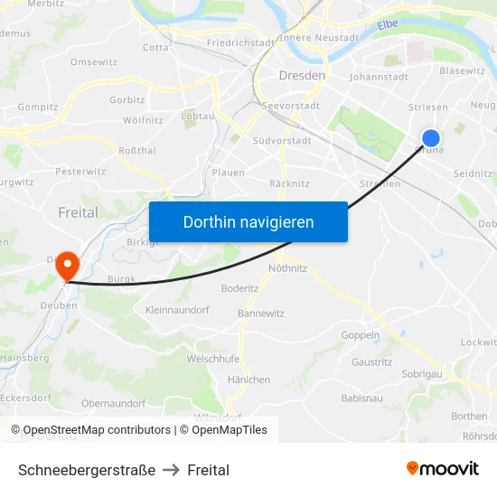 Schneebergerstraße to Freital map